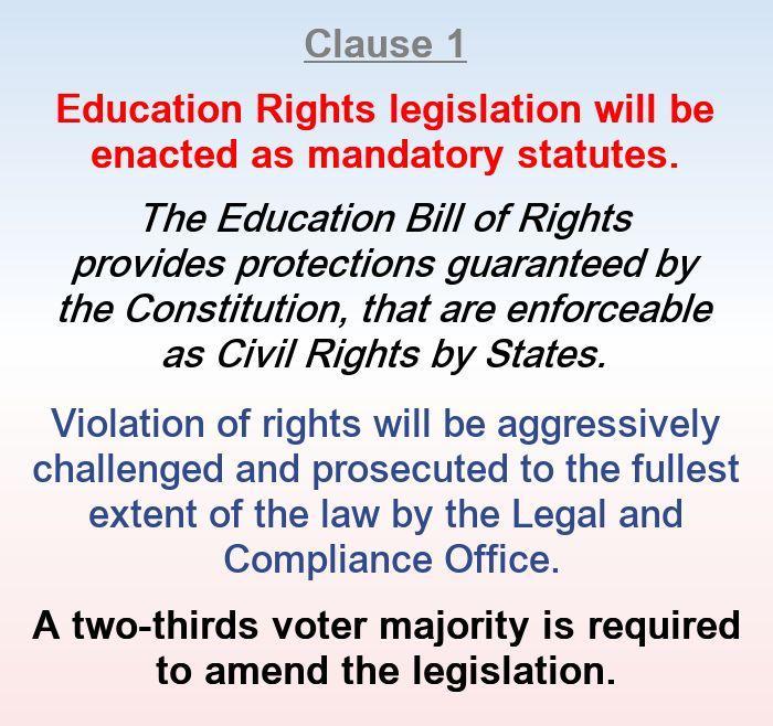Education Rights legislation will be enacted as mandatory statutes.
