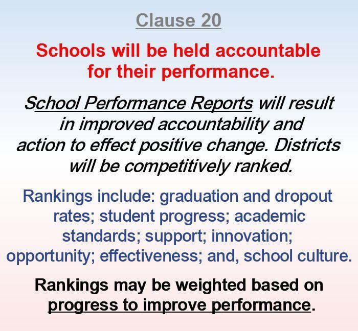 Schools will be held accountable for their performance.
